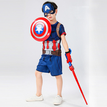 正版美国队长衣服盾牌儿童节短袖夏T恤幼儿园演出迪士尼男童装扮