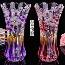 晶雕彩 彩色水晶玻璃花瓶家用水培富贵竹转运竹瓶客厅摆设插鲜花