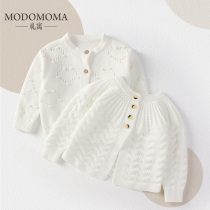 modomoma新生婴儿衣服春装公主女宝宝长袖针织棉线开衫洋气毛衣