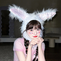 林小宅同款头套网红可爱毛绒兔子长耳朵帽子兔年头饰少女拍照道具