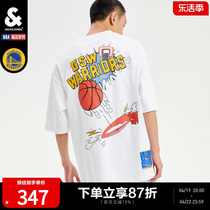 杰克琼斯夏季新款男士NBA联名勇士队个性潮流印花设计运动短袖T恤