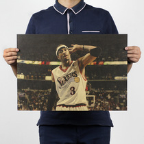 艾弗森海报合集NBA篮球体育明星复古牛皮纸海报宿舍壁纸装饰画