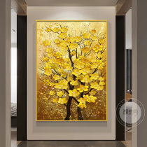 金色发财树画装饰画入户客厅壁画墙画招财树餐厅玄关走廊墙面挂画