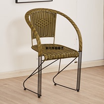 新款简约休闲现代网红阳台藤椅餐椅电脑椅编织弓形椅舒适久坐铁艺