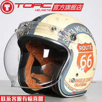 TORC摩托车复古头盔男女哈雷半盔机车冬季电动车安全帽3C认证四季