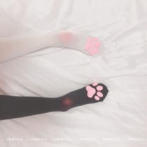 日系二次元猫爪袜3D猫肉垫白丝jk袜子女性感黑过膝长筒袜