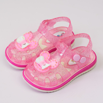 儿童包头凉鞋女孩夏季海边塑料防滑软底小童2-3岁宝宝女童水晶鞋