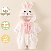 新生婴儿儿衣服秋冬薄棉0一1周岁女宝宝兔年连体衣加棉婴幼儿哈衣