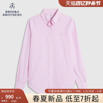 Brooks Brothers/布克兄弟女士24春夏新款竖条纹免烫通勤长袖衬衫