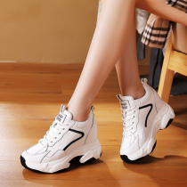 新款女鞋小个子小白鞋百搭9CM内增高厚底运动高跟女波鞋休闲皮鞋