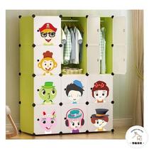 卡通简易衣柜儿童宝宝婴儿储物柜组合衣橱组装布艺实木纹挂衣柜子