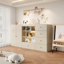 现代卧室儿童卡通边柜女孩书房衣柜白色抽屉书柜家用收纳储物木柜
