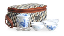 台湾建窑 陶瓷功夫茶具青花瓷一壶六杯红茶泡便携户外旅行茶具组