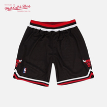 Mitchell&Ness公牛队97-98年AU复古MN球裤篮球服黑色运动休闲短裤