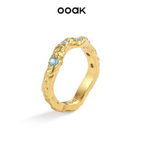 OOAK流金系列油画肌理蓝色星辰戒指锆石小众设计生日礼物