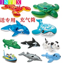 大型水上充气坐骑海豚儿童鲨鱼游泳圈鳄鱼蓝鲸乌龟游泳池戏水玩具
