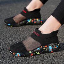 夏天鞋子女款黑色运动鞋轻便彩色旅游鞋女士网眼透气鞋老北京布鞋