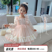 女童洛丽塔连衣裙2024新款儿童时髦洋气蓬蓬纱公主裙宝宝春装裙子