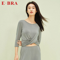 安莉芳旗下E-BRA薄款圆领设计感睡衣女士可外穿家居上衣KL00112