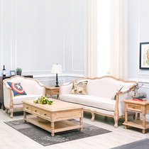 小户型客厅简约现代美式乡村布艺实木三人沙发组合可拆卸创意棉麻