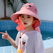 儿童防晒帽夏天遮阳帽防紫外线太阳帽男童夏季帽子女童宝宝渔夫帽