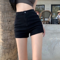 黑色牛仔短裤女夏季高腰辣妹小个子热裤紧身2023年新款包臀裤薄款