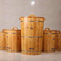 装米桶50斤储米箱家用10斤装面桶带盖30斤米缸实木厨房小号圆防潮