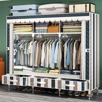 简易衣柜带抽屉钢管加粗加厚牛津布双人衣柜大容量收纳非实木衣橱
