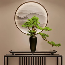 新中式仿真迎客松盆景枯山水绿植植物家居室内松树软装装饰品摆件