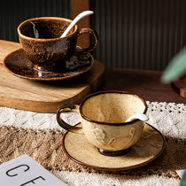 中古咖啡杯套装家用杯陶瓷杯子精致下午茶带碟勺复古法式拿铁拉花