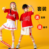 男女童街舞潮服儿童秋冬运动会套装中国风嘻哈短长袖爵士舞演出服