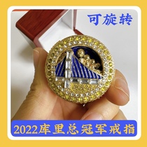 NBA2022金州勇士库里总冠军戒指旋转变换球迷收藏纪念品定制指环