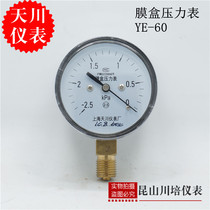 上海天川仪表厂负压真空膜盒压力表负压微压表YEZ-60正负压