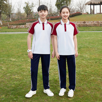 校服套装初中学生夏季班服短袖长裤小学生两件套运动定制订制老师