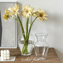 北欧玻璃花瓶透明水培创意摆件客厅插花简约家用干花大口法式复古