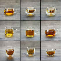 双层泡茶加厚玻璃杯玻璃品茗杯耐热套装透明茶具带把小号茶杯功夫
