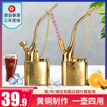 香港瑞拉克复古黄铜水烟斗老式便携式水烟壶水烟筒水烟袋两用全套