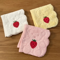 i32草莓熊日式小方巾25纯棉 出口外贸小毛巾 儿童洗脸擦手
