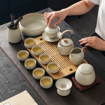 米黄汝窑茶具套装家用陶瓷茶壶盖碗功夫茶杯茶盘办公室高档泡茶器