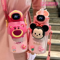 迪士尼草莓熊男女儿童吸管316保温水杯双盖学生幼儿温显卡通背带