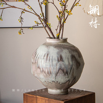 景德镇新中式琉璃彩陶瓷手工花瓶油画风大肚复古小众创意刷釉陶器