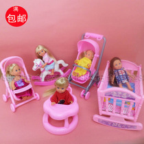 德国迷你12CM小洋娃娃BB车婴儿车推车女孩公主玩具过家家