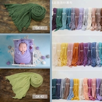 新生儿拍照道具满月婴儿月子照百天宝宝摄影服装泡泡纱裹布包裹巾