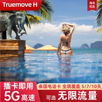 泰国电话卡4G/5G手机上网卡Truemove普吉岛旅游可选无限流量SIM卡