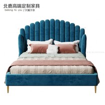 欧式奢华家具轻奢床设计师款式榉木实木床软包床软靠双人床