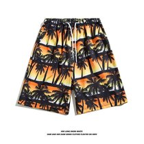 夏威夷花嘻哈短裤夏季薄款年轻大码三亚男士穿搭沙滩裤速干五分裤