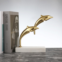 海豚摆件 纯铜创意摆件装饰家居全铜客厅电视柜桌面书柜摆设