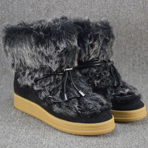 外贸大码真皮冬季雪地靴中筒靴户外厚底毛毛靴保暖一脚蹬短筒女靴