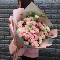 母亲节红粉紫康乃馨玫瑰鲜花束礼盒礼物上海鲜花速递同城配当天配