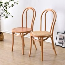 藤椅索耐特thonet美式法式复古实木中古家用餐厅靠背椅子藤编餐椅